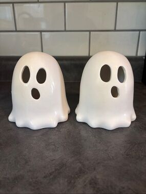 Target White Ceramic Ghost Candle Holders - Pair